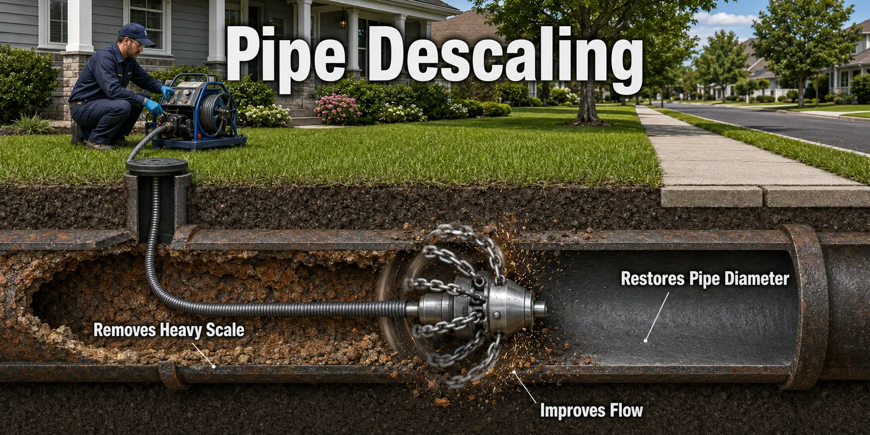 Stafford County Virginia Cast Iron Sewer Pipe Descaling AI